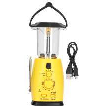 Lampe de camping multifonctionnelle, lampe torche LED portable avec radio météo AM/FM, haute luminosité pour les pannes de courant d'urgence,