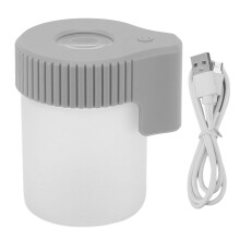 Hordozható üveg tárolóedény nagyítóval, LED-es világító edénnyel, újratölthető, légmentesen záródó tartály USB töltéssel,