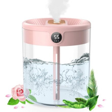 Lampe de nuit humidificateur USB à double pulvérisation, diffuseur d'air à brume fraîche ultra-silencieux et grande capacité pour chambre et