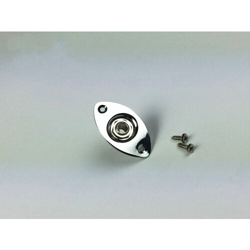 (silver) Oval Bass Cat Eye Jack 1" Input Socket Screws, Chrome, Fits Various Guitars 1