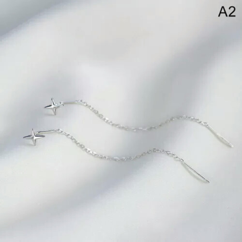 Silver Trend Long Wire Tassel Drop Earrings