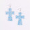 Glitter Sequins Leather Cross Dangle Earrings Sky Blue 1