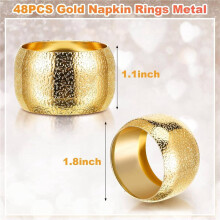 48 Pcs Day Gold Napkin Rings Napkin Holders for Cloth Napkins Wedding Napkin Holder Rings for Fabric Table Napkins