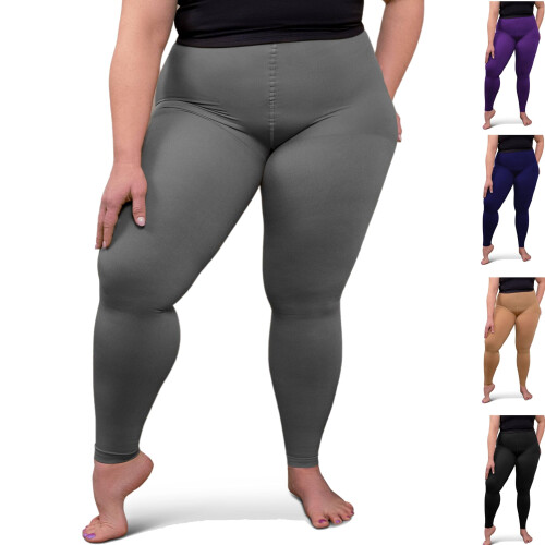 Women's opaque compression leggings gray medium 20-30mmHg