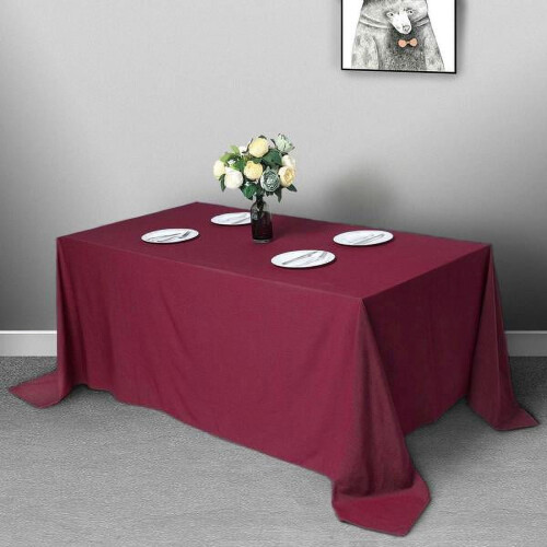 Burgundy polyester rectangle tablecloth 90 x 132 inches