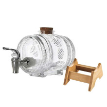(B) Ginseng Chinese Medicine Bubble Wine Bottle Glass Jar Durable With Tap Bucket Beautiful Metal Wide Mouth Drink Dispenser