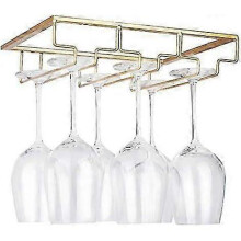Wine Glass Rack - Under Cabinet Stemware Wine Glass Holder Glasses Storage Hanger Metal Organizer for Bar Kitchen Gold