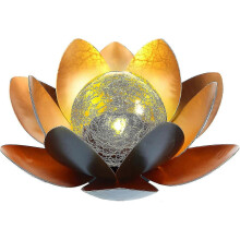 Garden Solar Lamp Decoration Solar Lotus Led Solar Lotus Lamp Lamp Lamp Solar Lamp Warm White Light Huge Light, Which Goes Through Broken Glass Optica