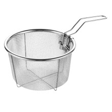 (15cm) Stainless Steel Frying Basket with Foldable Handle, Fine Mesh & Non-Stick Bottom - Heat Resistant, 2 Sizes