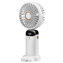 Handventilator mit 5 Windgeschwindigkeiten, ultraleiser, wiederaufladbarer persönlicher Ventilator mit LCD-Digitalanzeige, tragbarer Handventilator