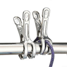 Robust stainless steel beach towel clips for maximum hold on all objects, 6 pieces