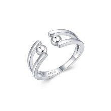 Anxiety Ring Women's 925 Fidget Anxiety Beads Ring Adjustable Open Rings Fidget Spinner Rings AntiStress Anxiety Jewellery for Women 8 Ring 1