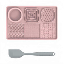 Lick Mat for Dogs Silicone Lick Mat for Dogs and Cats 3In1 SlowFeeder Rectangular Pink Feeding Mat