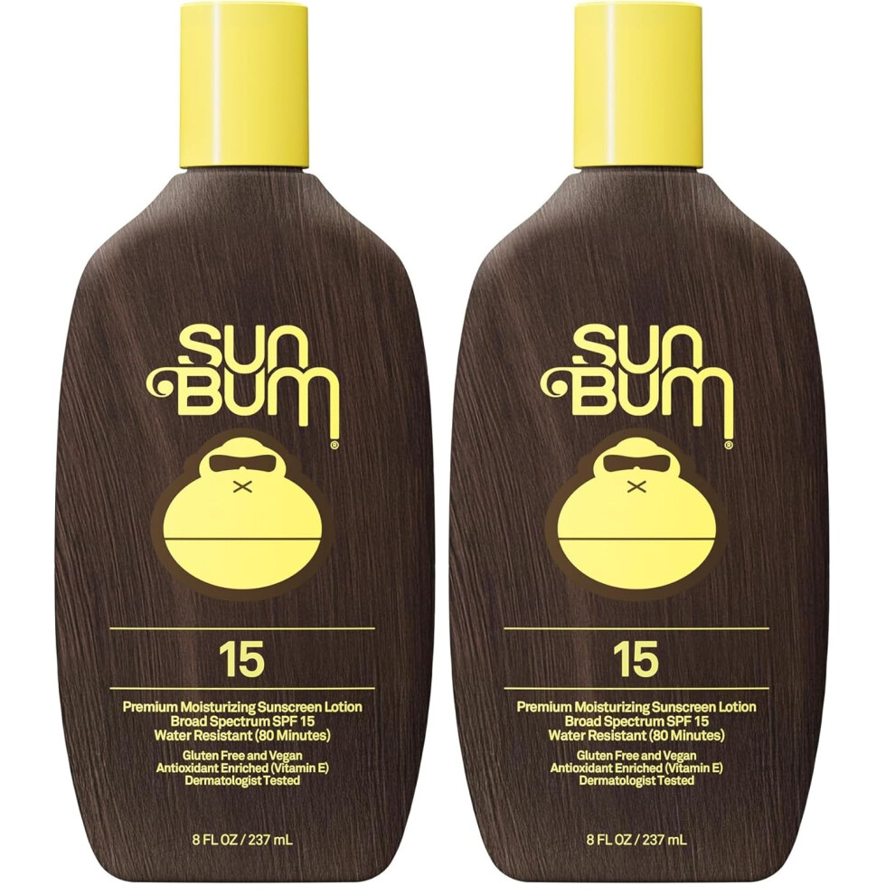 Sun Bum Sunscreen Lotion, Spf 15, Broad Spectrum | Vegan Formula | Hawaii Compliant | With Vitamin E | 8 Oz Pack Of 2
