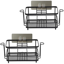 2 Pack Electric Toothbrush Holder Wall Mounted, 7 Slots Metal Iron Toothpaste Organizer Rack with 2 Cup Holders