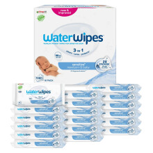 WaterWipes Sensitive+ Newborn & Baby Wipes, 1080 Count (18 Packs), 3-In-1 Cleans