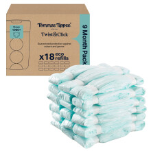 Tommee Tippee Twist & Click Nappy Bin Refills, Pack of 18, each 10.5 metres, Mul