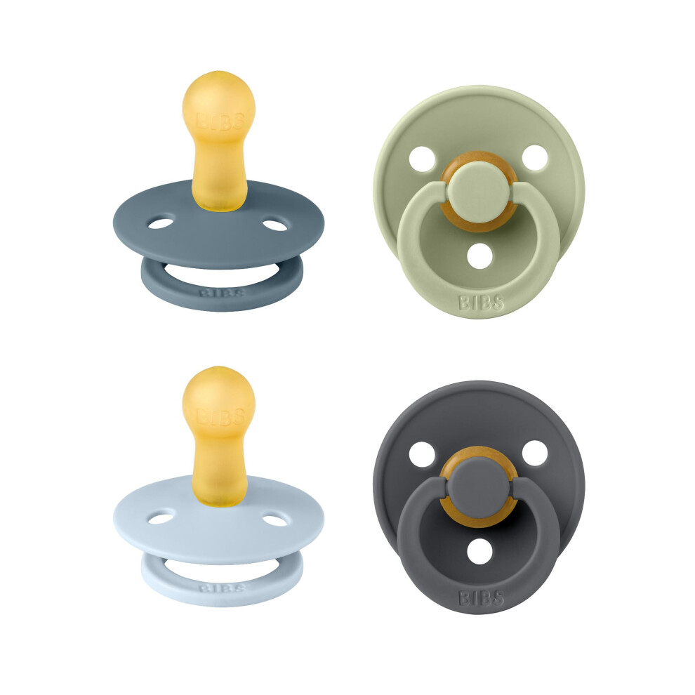 Bibs Dummies Colour 4-Pack, Bpa Free Dummy Pacifier, Round Nipple Soothers, Natu
