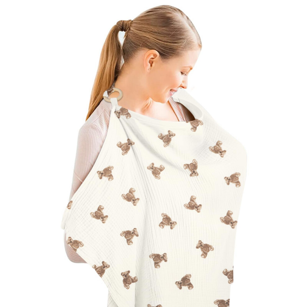 Aolso Breastfeeding Cover Nursing Cover, Muslin Cotton Soft Breathable Nursing C