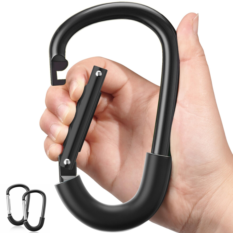 Surdoca Buggy Clips, Upgrade Pram Clips, Heavy Duty Pram Hooks For Bags, Large Pram Carabiner Clips, Aluminum Pushchair Clips, Baby Stroller Hook For