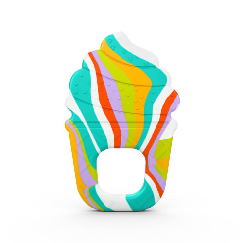 Bright Starts Bright Starts Soothing Soft Serve Silicone Teether, Easy-Grasp Ice Cream Cone, B