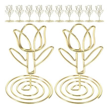 10St Tulp Notitiehouder Metalen Plaats Kaarthouder  Fotohouder Bloem Pick Clips Plaats Kaart Stand Menu Memo Clips