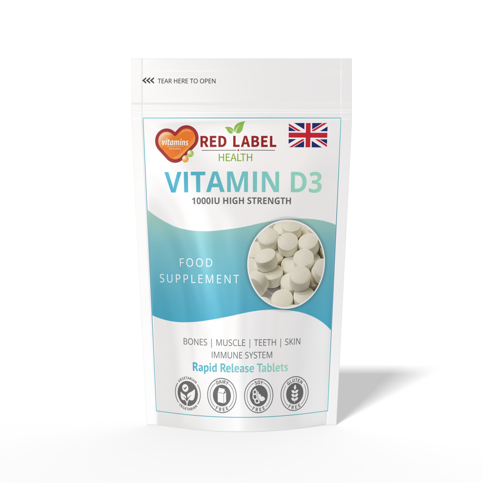 Red Label Health Vitamin D3 1000Iu 360 Tablets High Strength For Teeth Health & Immune