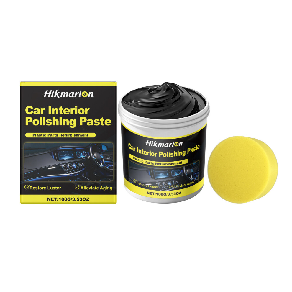 (100G+Sponge*1) Car Interior Polishing Paste Car Interior Plastic Parts Renovation Gloss Cleaning Polishing Paste 6953554359572