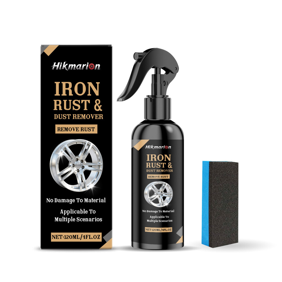 (120Ml*1+Sponge*1) Wheel Hub Rust Removal Spray Effectively Cleans Metal Rust Stains And Restores Luster Without Damaging The Surface 6953554359589