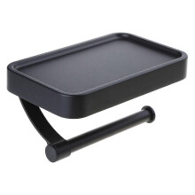 Multifunctional Wall-mount Tissue Holder with Tray Space Aluminum Toilet Paper Dispenser Metal Shampoo Holder Durable
