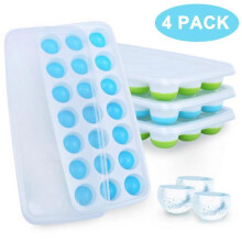 (As show, One size) (As show, One size) Silicone ice cube mold 4 pieces, ice cube mold with lid & clip ice tray ice cube, BPA-free