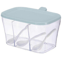 3-In-1 Spice Container, Spice Jar with Lid / Spice Spoon, Salt / Sugar / Chili Powder, Color: Blue