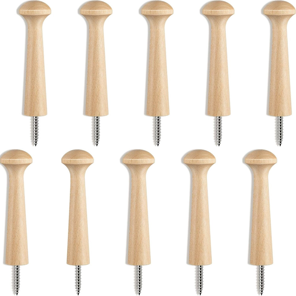 Wooden Shaker Pegs Screw-On 10 Pcs 3.62 Inch Unfinished 9362892709197