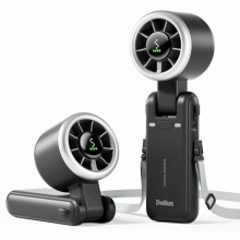 Portable Handheld Fan with Speed Turbo Wind, 5Speed Cooling, 12H Battery, Foldable Black