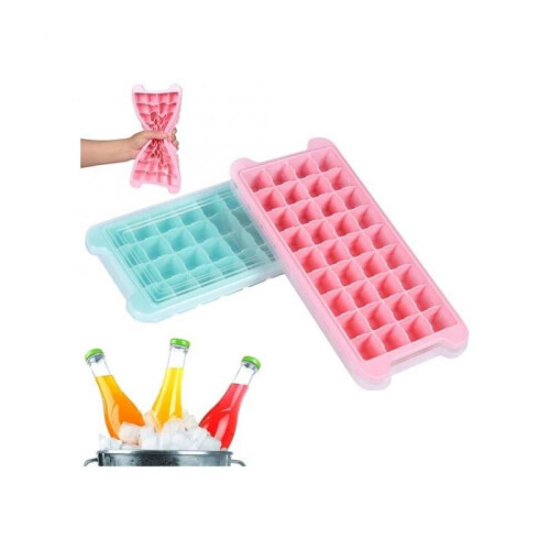2 Ice Cube Trays with Lid, 72-Block Silicone Ice Cube Mold, Easy-Release Stackable Ice Cube Mold for Whiskey, Cocktails