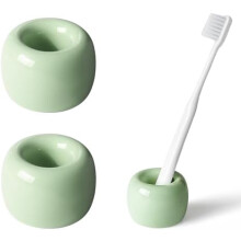 Mini ceramic toothbrush holder light green pack of 2