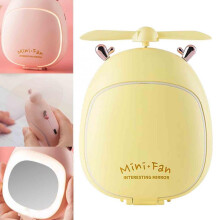 maxiaoxia Fawn Beauty Mirror Fan USB Charging Mini Handheld Fan LED Light Portable Small Fan for Home Office Travel etc