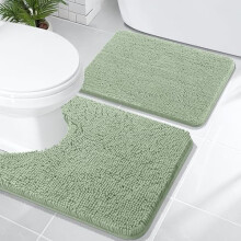 Chenille-Badezimmerteppich-Set, U-förmige Toilettenmatte, 2-teilig