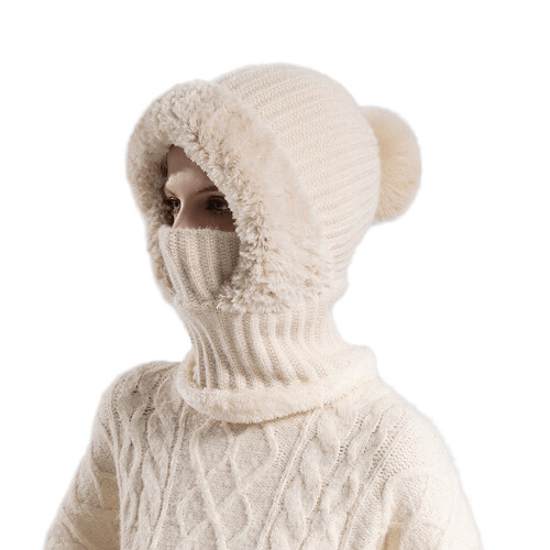 Conjunto de gorro, cachecol e máscara de tricô para mulheres (3 peças)