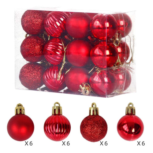 Bolas de Natal em Plástico Galvanizado - 24 unidades de 3 cm