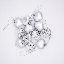 Herzförmige Ornamente, silberfarben, bruchsicheres Kunststoff, 12 Stück