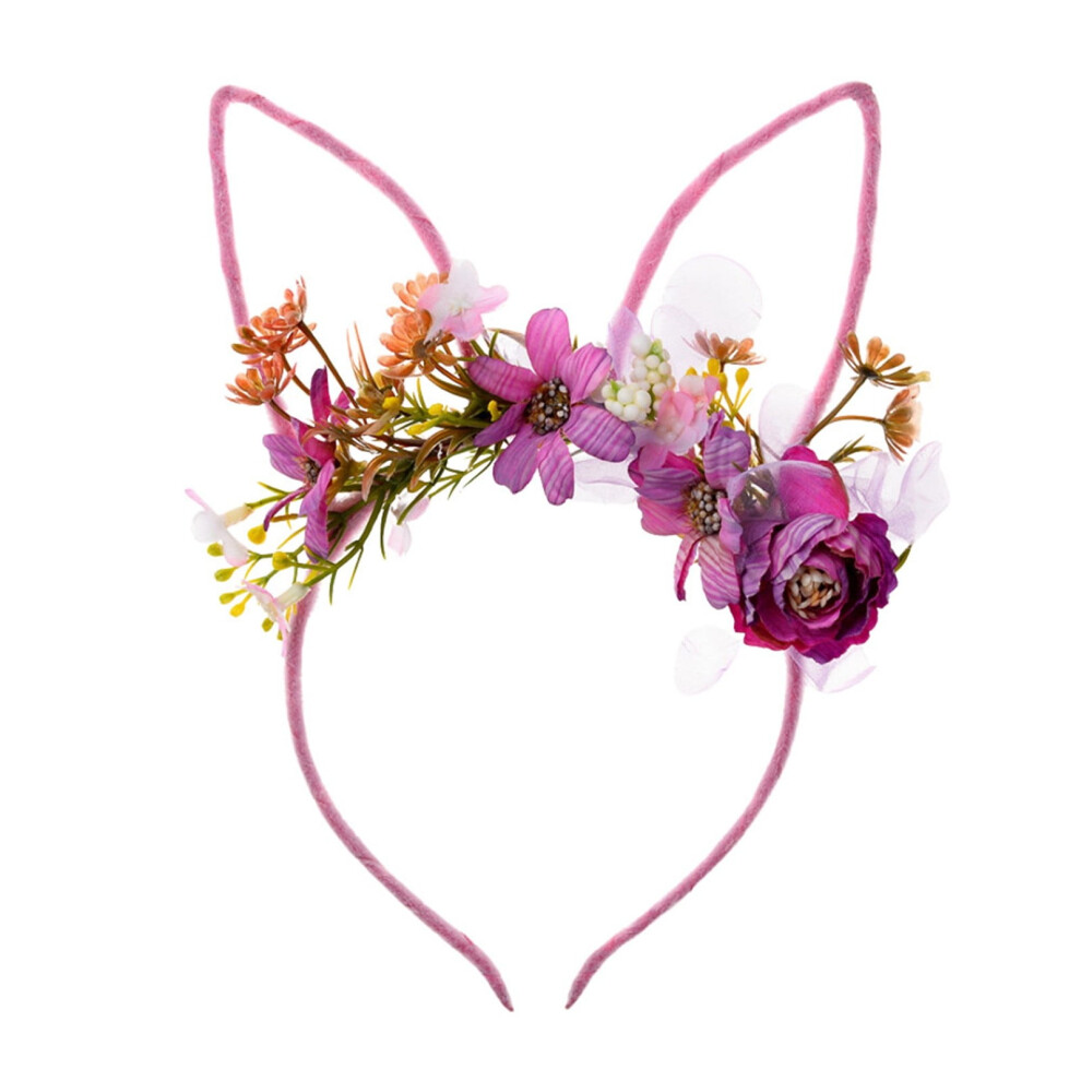Rabbit Ear Headband for Women Floral Bunny Ears Hairband 1