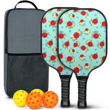 Pickleball Paddles Set Floral Fiberglass 2 Paddles + 2
