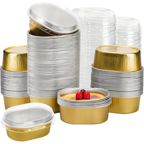 Mini aluminum baking cups with lids 2 oz 100-pack