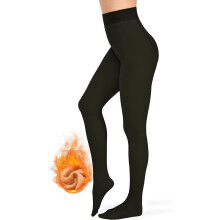 Meia-calça térmica feminina com forro de lã, cintura alta, opaca e quente.