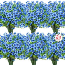 Kunstige silkeblomster UV-resistente 24 bundter blå