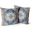 Μαξιλαροθήκες Boho από βαμβάκι 16x16 ιντσών, σετ 2 τεμαχίων, μπλε 1