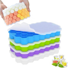 Hexagonal Ice Cube Molds, Silicone Ice Cube Tray with Flexible Ice Cube Molds for Quick and Easy Ice Cube Removal, Small Ice Cube Trays with Lid for C