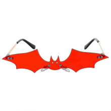 (Red) Fashion Bat Shaped Sunglasses Novelty Rimless Eyewear Glasses Eyeglasses