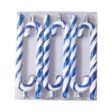 Enfeites de Natal em forma de bengala doce com glitter, feitos de plástico torcido (6 peças).